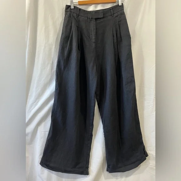 FREE PEOPLE Lyla Linen Black Trousers Size 6 - Picture 4 of 11